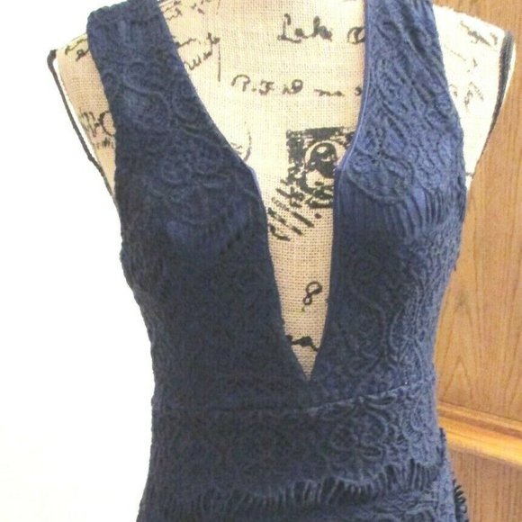 Hello Molly Dresses & Skirts - Hello Molly Women's Low Cut Bodycon Dress, Lace, Navy Blue, Criss Cross, Size 10